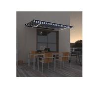 Luifel handmatig uittrekbaar met LED 450x350 cm blauw en wit3069201