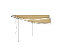 Vidaxl Auvent Manuel Rétractable Avec Led 4x3,5 M Jaune Et Blanc