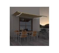 Auvent Manuel Rétractable avec LED 400x350 cm Jaune et Blanc Store vidaXL