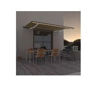 Vidaxl Auvent Manuel Rétractable Avec Led 500x300 Cm Jaune Et Blanc Jaune