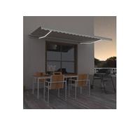 Auvent Manuel Rétractable avec LED 500x350 cm Crème Store Balcon Jardin vidaXL