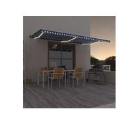 Vidaxl Auvent Manuel Rétractable Avec Led 600x300 Cm Bleu Et Blanc Blanc