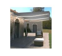 Auvent Manuel Rétractable avec LED Auvent de Terrasse Store de Balcon Jardin Patio Extérieur Ombrage des Fenêtres 600x350 cm Bleu et Blanc