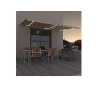 Luifel handmatig uittrekbaar met LED 600x350 cm geel en wit3069043