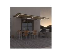 Luifel handmatig uittrekbaar met LED 600x350 cm geel en wit3069243