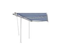 Vidaxl Auvent Manuel Rétractable Avec Poteaux 3x2,5 M Bleu Et Blanc
