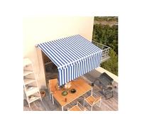 vidaXL Auvent rétractable manuel avec store banne pliable 3,5x2,5 m Bleu et Blanc Protection UV