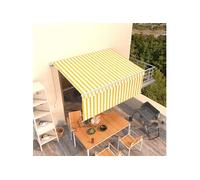 Luifel handmatig uittrekbaar met rolgordijn 3,5x2,5 m geel wit 3069278