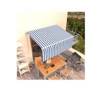 Vidaxl Auvent Manuel Rã©Tractable Avec Store 3x2,5 M Bleu Et Blanc