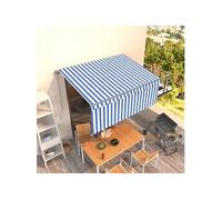 Auvent manuel rétractable avec store 3x2,5 m Bleu et blanc