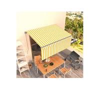 vidaXL Auvent manuel rétractable 3069378 - 3 x 2,5 m Jaune/Blanc Protection UV
