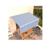 Auvent Manuel Rétractable Avec Store 4x3 M Bleu Et Blanc Vidaxl Bleu