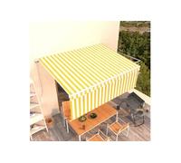 Prolenta Premium - Auvent Manuel Rétractable Avec Store 4x3 M Jaune Et Blanc Jaune