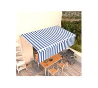 Luifel handmatig uittrekbaar met rolgordijn 5x3 m blauw en wit3069336