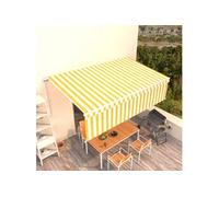 Vidaxl Auvent Rétractable Manuel Avec Store 5x3 M Jaune Et Blanc