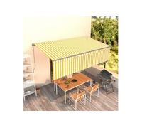 Vidaxl Auvent Rétractable Manuel Avec Store 5x3 M Jaune Et Blanc