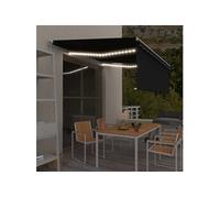 Vidaxl Auvent Manuel Rétractable Avec Store Et Led 4x3 M Anthracite
