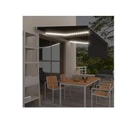 vidaXL Luifel handmatig uittrekbaar met rolgordijn LED 4x3 m antraciet3069424 G