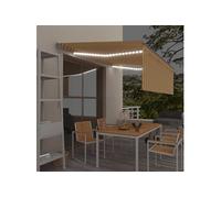 Vidaxl Auvent Manuel Rã©Tractable Avec Store Et Led 4x3m Jaune Et Blanc