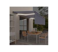 Vidaxl Auvent R¿¿Tractable Manuel Avec Store Et Led 5x3 M Bleu Et Blanc
