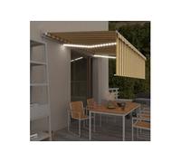 Auvent Rétractable Manuel Avec Store Led 5x3 M Jaune Et Blanc