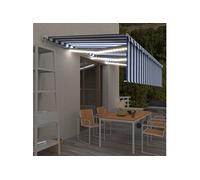 Auvent Manuel Rétractable avec Store et LED 4x3 m Orange Marron Banne vidaXL