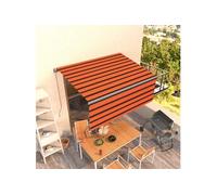 Luifel handmatig uittrekbaar rolgordijn 3x2,5 m oranje en bruin 3069380