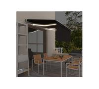 Luifel handmatig uittrekbaar rolgordijn LED 3,5x2,5 m antraciet3069404