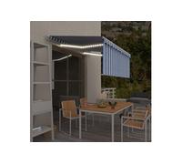 Luifel handmatig uittrekbaar rolgordijn LED 3,5x2,5 m blauw wit 3069281