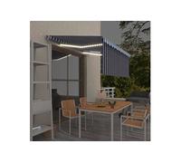 Luifel handmatig uittrekbaar rolgordijn LED 3,5x2,5 m blauw wit3069401
