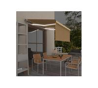 Auvent Manuel Rétractable avec Store et LED 4,5x3 m Bleu Blanc Banne vidaXL