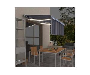 Luifel handmatig uittrekbaar rolgordijn LED 3x2,5 m blauw wit3069381