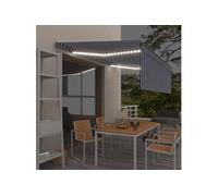 vidaXL Auvent manuel rétractable avec store et LED 4,5 x 3 m Bleu/Blanc