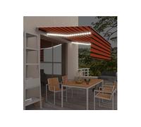 Luifel handmatig uittrekbaar rolgordijn LED 4,5x3m oranje bruin3069445