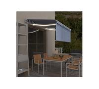 vidaXL Luifel met rolgordijn, LED en windsensor 3x2,5 m blauw en wit 3069271 G
