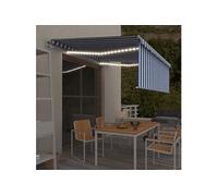 Luifel met rolgordijn, LED en windsensor 4,5x3 m blauw en wit 3069331