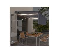 Luifel met rolgordijn, LED en windsensor 4,5x3 m blauw en wit3069451