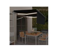 Luifel met rolgordijn, LED en windsensor 4x3 m antracietkleurig 3069314