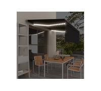 Luifel met rolgordijn, LED en windsensor 4x3 m antracietkleurig 3069434