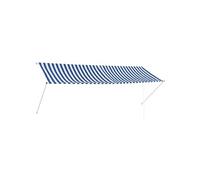 vidaXL Auvent Rétractable 350x150 cm Bleu et Blanc Store Abri Soleil Jardin 143750
