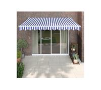 vidaXL Store rétractable 3 x 2,5 m bleu et blanc Tissu et aluminium