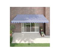 Vidaxl Auvent Rétractable Bleu Et Blanc 4,5x3 M Tissu Et Aluminium