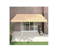 Vidaxl Auvent Rétractable Jaune Et Blanc 4,5x3 M Tissu Et Aluminium