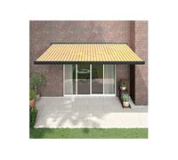 Vidaxl Auvent Rétractable Jaune Et Blanc 4,5x3 M Tissu Et Aluminium