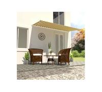 Luifel uittrekbaar 400x150 cm geel en wit143757