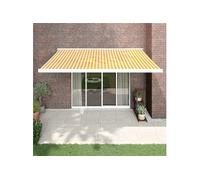 Vidaxl Auvent Rétractable Jaune Et Blanc 4x3 M Tissu Et Aluminium