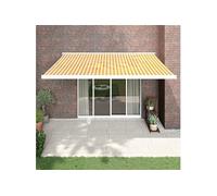 Auvent rétractable jaune et blanc 4x3 m tissu et aluminium, auvent, auvent de patio, auvent d'extérieur, auvent de jardin, auvent de fenêtre