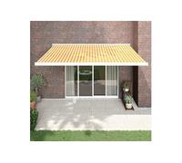Auvent rétractable jaune et blanc 4x3 m tissu et aluminium, store, auvent de patio, auvent de fenêtre, stores, auvent de jardin