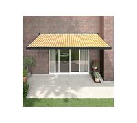 Vidaxl Auvent Rétractable Jaune Et Blanc 4x3 M Tissu Et Aluminium