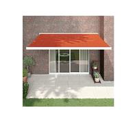 Auvent rétractable orange et marron 4x3 m tissu et aluminium, auvent, auvent de patio, auvent d'extérieur, auvent de jardin, auvent de fenêtre